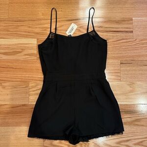 Forever 21 Black Strapless Romper with Lace Trim Sz M NWT